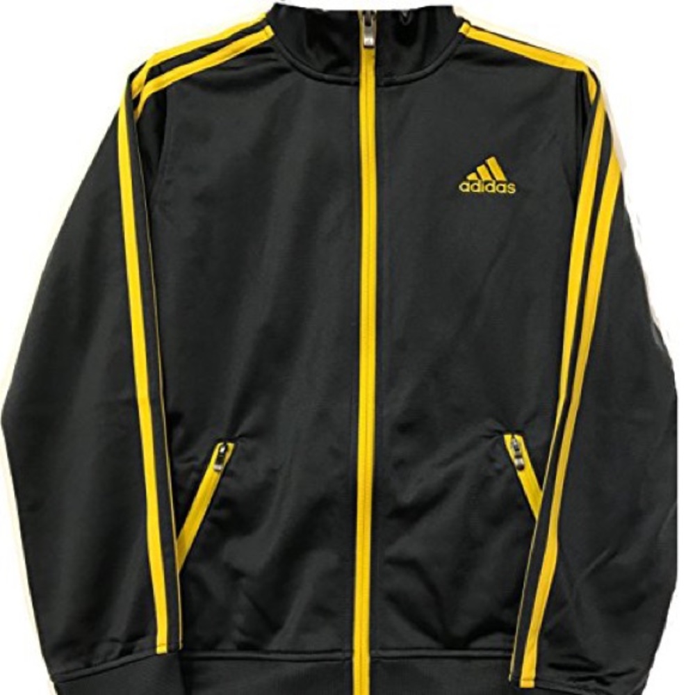 Adidas grey/yellow track jacket medium